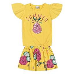 Conjunto Blusa e Saia Summer Frutas, Nanai, Meninas, Amarelo, 3