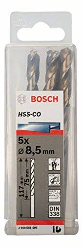 Pacote de 5 Brocas HSS-Co 8.5X75X117 mm, Bosch 2608585895-000, Dourada