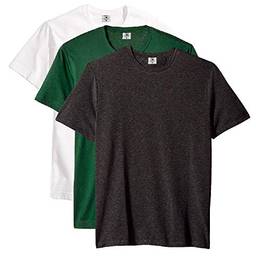 Kit com 3 Camiseta Masculina Básica Algodão Premium (Chumbo Verde Branco, M)