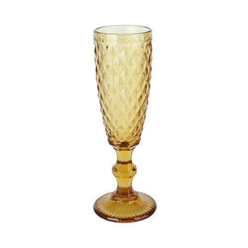 Conjunto 6 Taças para Champagne de Vidro Bico de Abacaxi Lyor Âmbar 140Ml