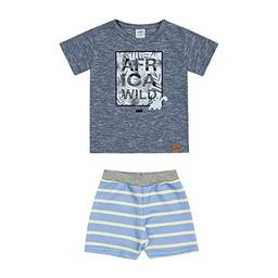 Conjunto Camiseta e Bermuda Listrada, Baby Marlan, Bebê Menino, Marinho Escuro, PB