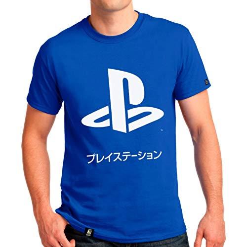 Camiseta Playstation Katakana, Banana Geek, Masculino, Azul, XG