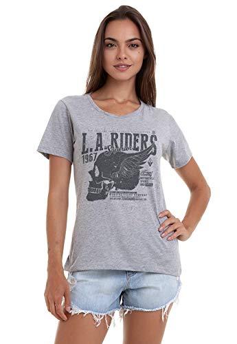 Camiseta Estampada L.A. Riders, Joss, Feminino, Cinza, P