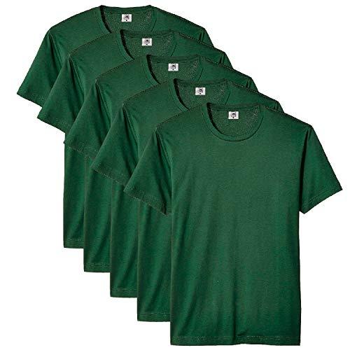 Kit com 5 Camiseta Masculina Básica Algodão Premium (Verde, GG)