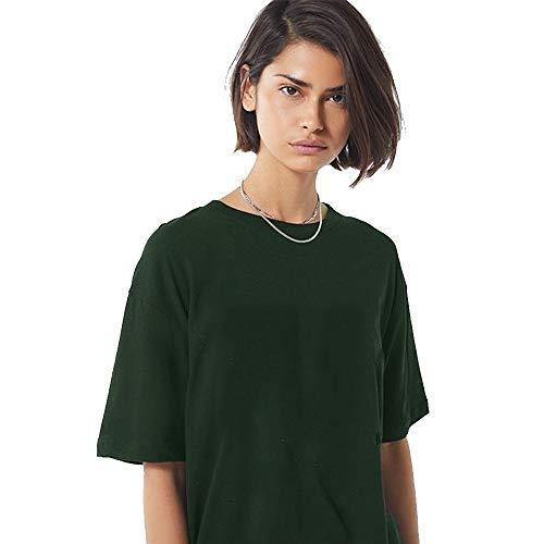 Camiseta Básica Feminina De Algodão Premium (M, Verde Escuro)