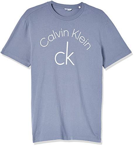 Camiseta Slim Estampada, Calvin Klein, Masculino, Azul, G