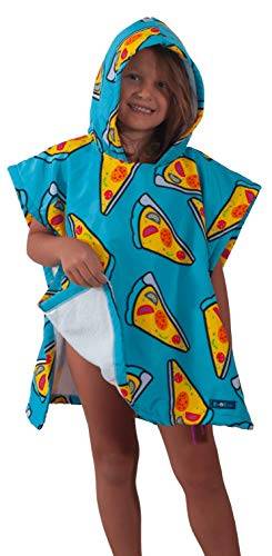 Roupão tactel-pizzada azul (2-5 anos) toalha poncho