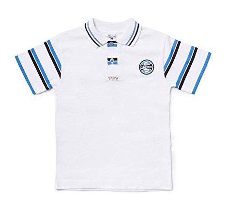 Camiseta Polo Manga Curta Grêmio, Rêve D'or Sport, Criança Unissex, Branco/Azul/Preto, 2