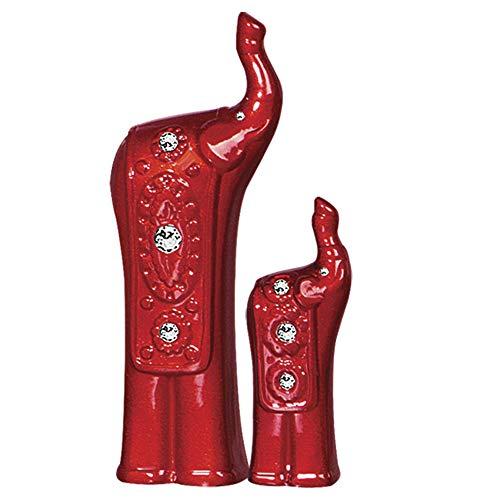 Duo Elefantes Indiano G E Peq Ceramicas Pegorin Vermelho