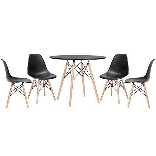 Kit - Mesa Eames 90 cm preto + 4 cadeiras Eames Eiffel Dsw preto
