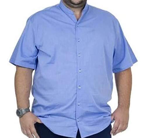 Camisa Social Manga Masculina Curta Plus Size Azul Claro
