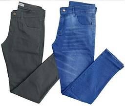 Kit 2 CalçAs Jeans, Sarja (Azul MéDio, Cinza, 40)