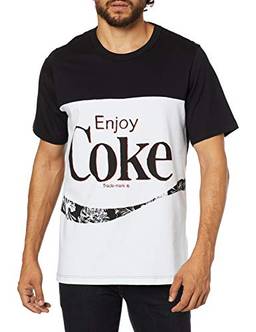 Coca Cola Jeans Enjoy Coke Camiseta de Manga Curta, Masculino, Preto/Branco, P