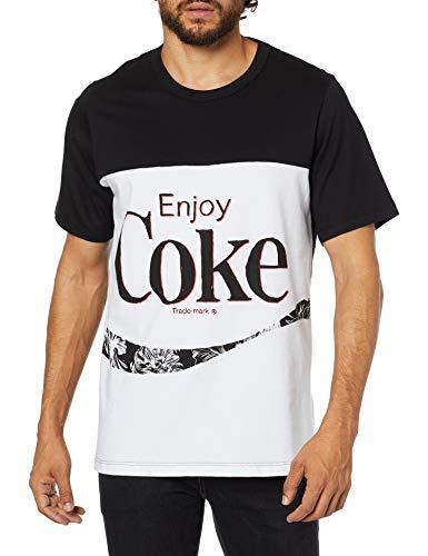 Coca Cola Jeans Enjoy Coke Camiseta de Manga Curta, Masculino, Preto/Branco, M
