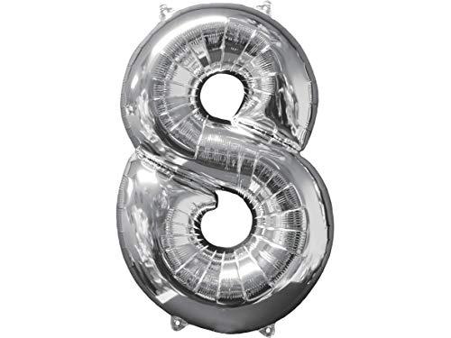Balão Metalizado Midshape Numero 8 Prata Pack Regina Prata