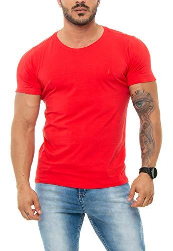 Red Feather Camiseta Básica Manga Curta Masculino, P, Vermelho