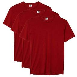 Kit com 3 Camiseta Masculina Básica Algodão Premium (Vinho, P)