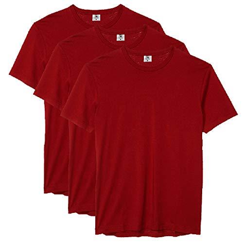 Kit com 3 Camiseta Masculina Básica Algodão Premium (Vinho, P)