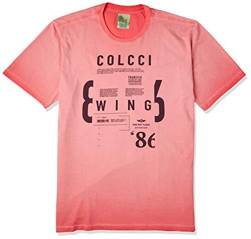 Camiseta Estonada com Lettering, Colcci, Masculino, Vermelho Labelle, M