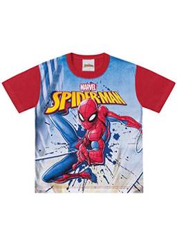 Camiseta Meia Malha Spider-Man, Fakini, Meninos, Vermelho, 1