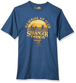 Camiseta Stranger Things Hawkins Av Club Studio Geek Adulto unissex Azul M