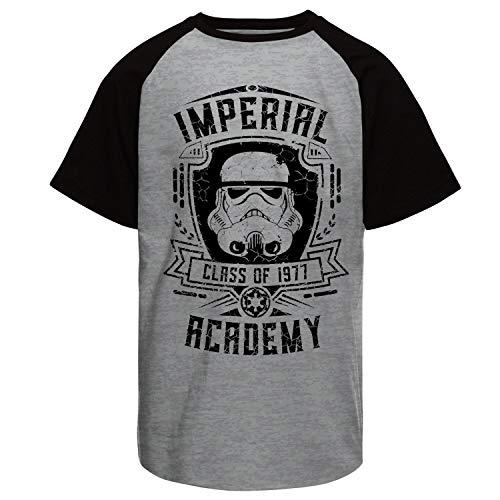 Camiseta masculina Star Wars Storm Trooper Imperial Academy Raglan tamanho:G;cor:cinza