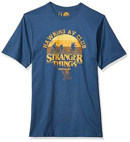 Camiseta Stranger Things Hawkins Av Club Studio Geek Adulto unissex Azul P