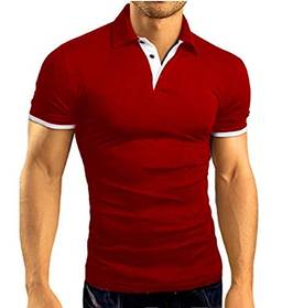 Camisa Polo Slim Fit Masculina Camiseta Blusa Sofisticada (G, Vermelho)