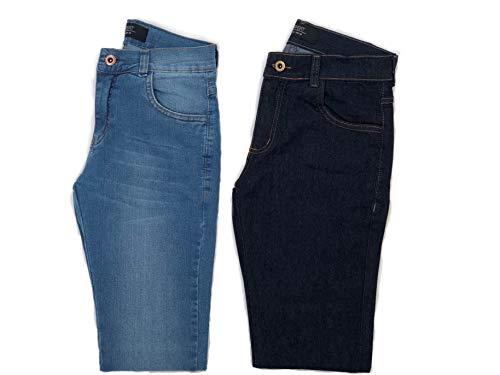 Kit 2 Calças Jeans Masculina OSTEM (Azul Claro/Azul Escuro, 46)