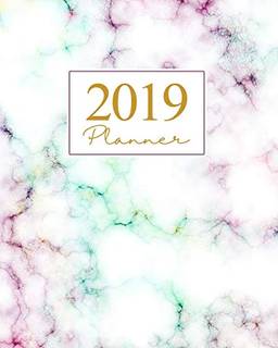 2019 Planner: Weekly Planner 2019 Yearly Calendar Organizer Agenda (January 2019 to December 2019) Pastel Rainbow Marble