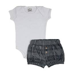 Conjunto Bebê Body Branco + Shorts Xadrez Branco/Xadrez G