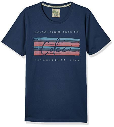 Camiseta Estampa, Colcci, Masculino, Azul Moondust, M