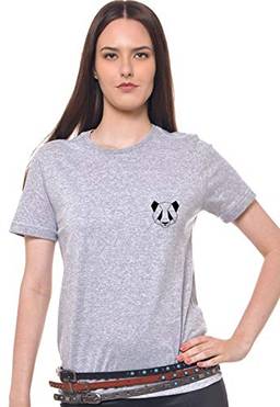 Camiseta Estampada Panda, Joss, Feminino, Cinza, G