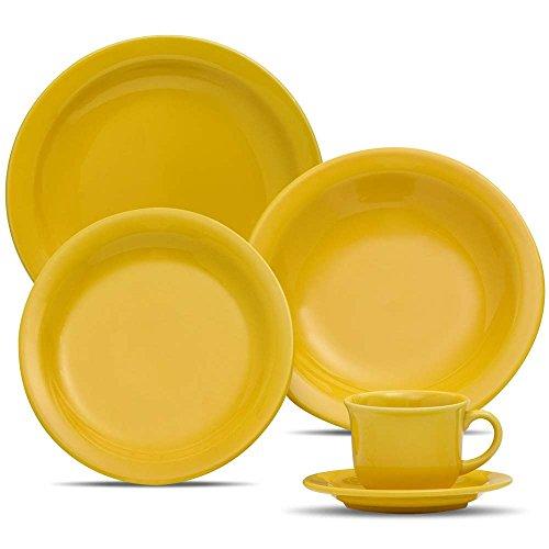 1 Aparelho de Jantar e Chá 20 Peças Oxford Daily Floreal Yellow Amarelo