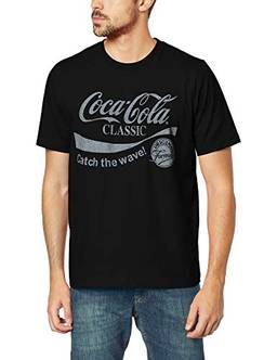 Coca Cola Jeans Classic: Catch the Wave! Camiseta de Manga Curta, Masculino, Preto, GG