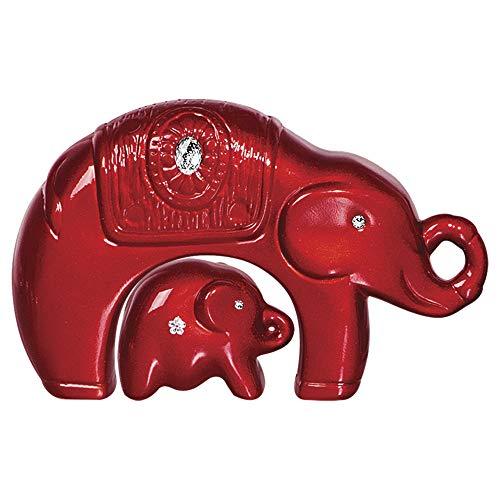 Duo Elefantes Mãe E Filhote Ceramicas Pegorin Vermelho