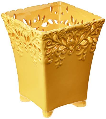 Cachepô Quadrado Recorte Ceramicas Pegorin Amarelo