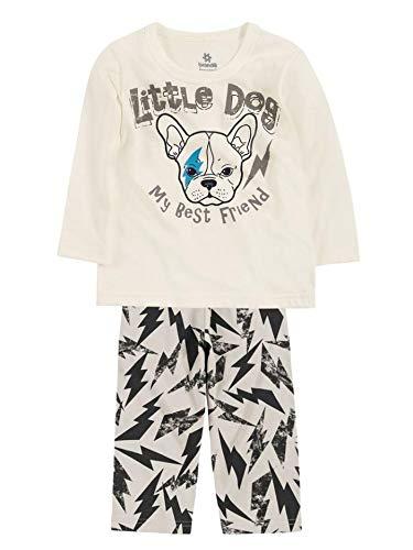 Pijama em Meia Malha Camiseta Manga Longa e Calça Little Dog Brandili