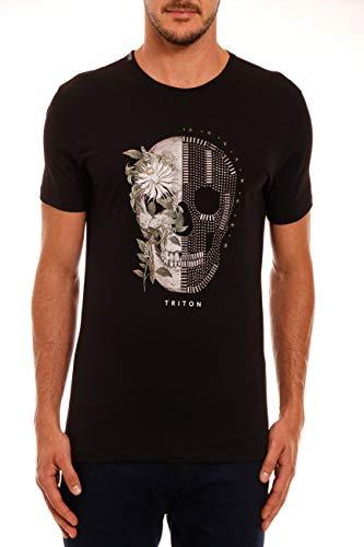 Triton Camiseta Estampada com Aplicação Masculino, M, Preto