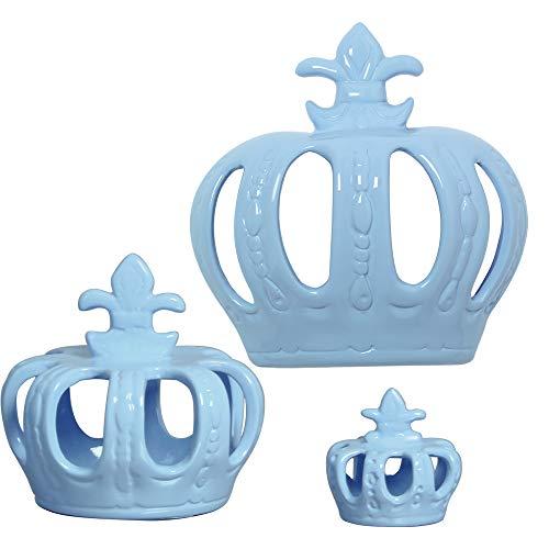 Trio De Coroas De Parede, P E Mini Ceramicas Pegorin Azul Bebe