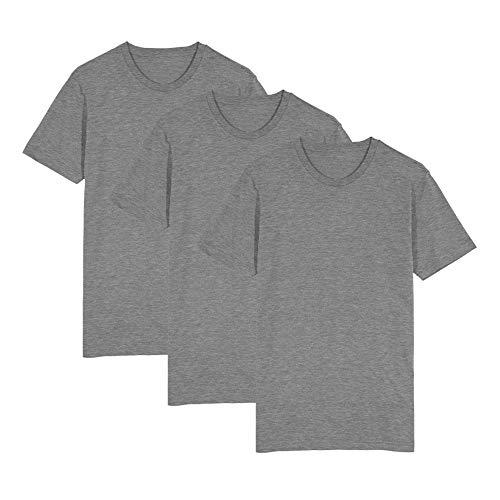 Kit Camiseta Lisa c/ 3 Peças Básicas Premium 100% Algodão Tamanho:G;Cor:Cinza;Genero:Masculino