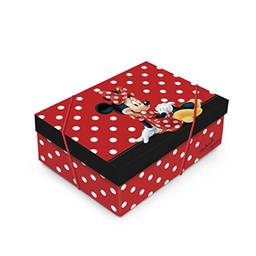 Caixa Para Presente Retangular com Tampa Cromus Embalagens na Estampa Minnie Mouse Joy com Fechamento em Elástico 35x25x11 cm com 10 Unidades