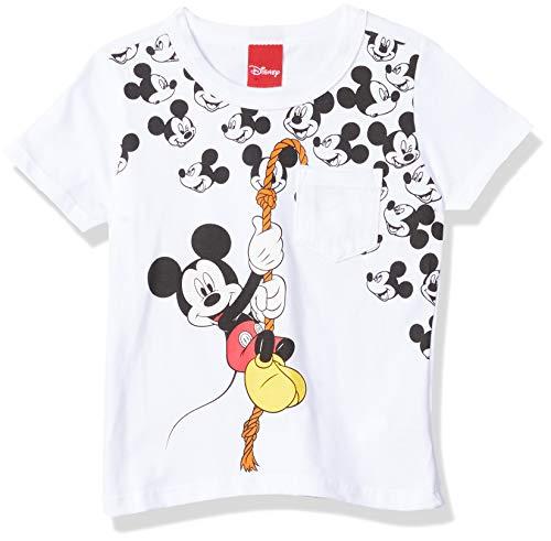 Camiseta de Manga Curta com Decote Redondo, Meia Malha Penteada, Disney, Meninos, Branco, 3