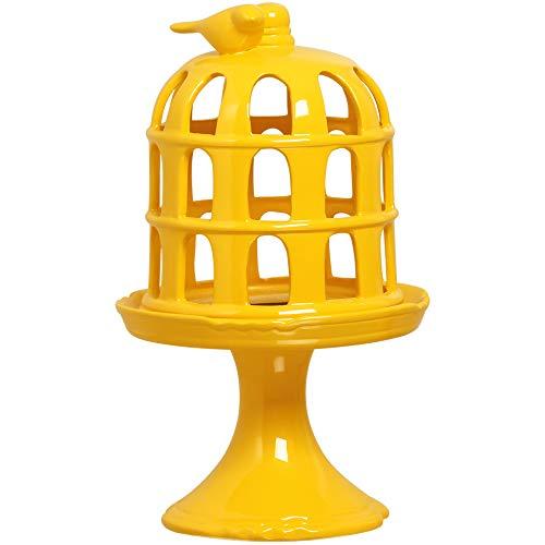 Gaiola No Pedestal Ceramicas Pegorin Amarelo No Voltagev