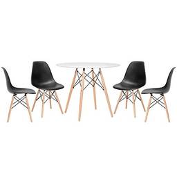 Kit - Mesa Eames 90 cm branco + 4 cadeiras Eames Eiffel Dsw preto