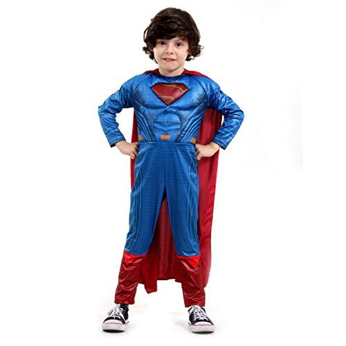 Fantasia Super Homem Luxo Infantil 920891-P, Azul/Vermelho, Sulamericana Fantasias