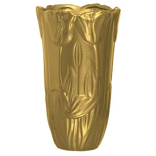 Vaso Relevo Tulipa G Ceramicas Pegorin Bronze