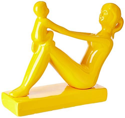 Estatua Mãe E Filho Na Base Ceramicas Pegorin Amarelo