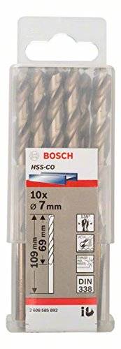 Pacote de 10 Brocas HSS-Co 7X69X109 mm, Bosch 2608585892-000, Dourada