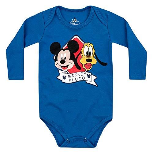 Body Manga Longa Mickey & Pluto, Baby Marlan, Bebê Menino, Cobalto, PB